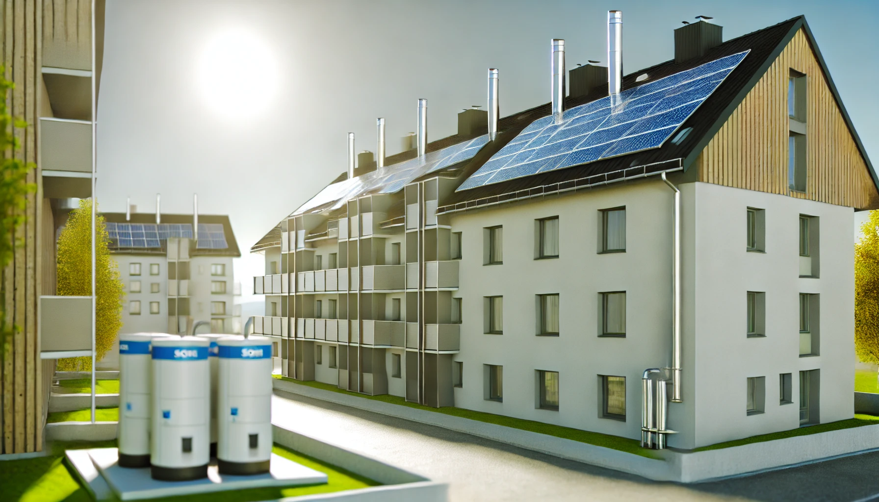 Energieeffizientes Geb&auml;ude mit Solarpaneelen &ndash; Zukunft des Heizens in Deutschland